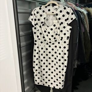 Retro Polka Dot Pinup Cutout Pencil Dress White w Black Polka Dots Cotton